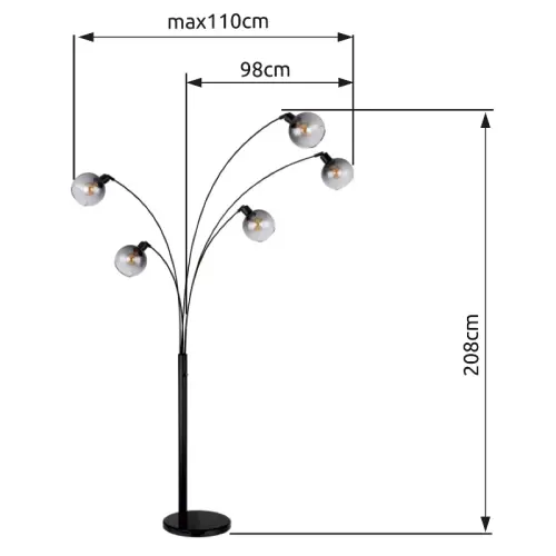 Stojanové svietidlo Globo 58228NBS 5x40W E27 230V IP20